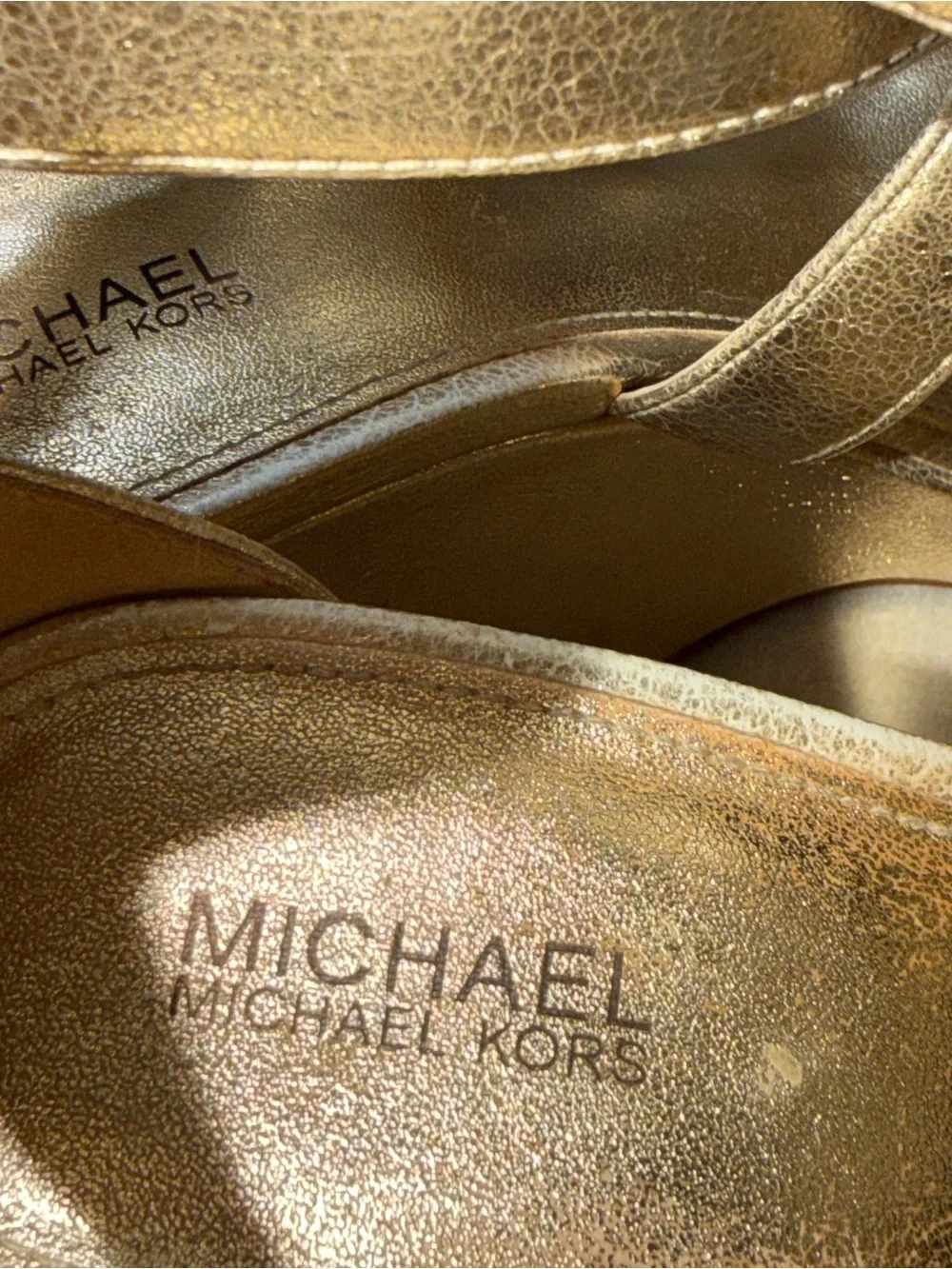 Michael Kors Metallic Gold Wedge Sandals